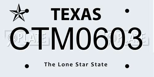 CTM0603 Texas License Plate