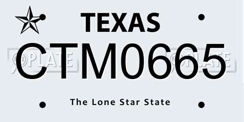 CTM0665 Texas License Plate