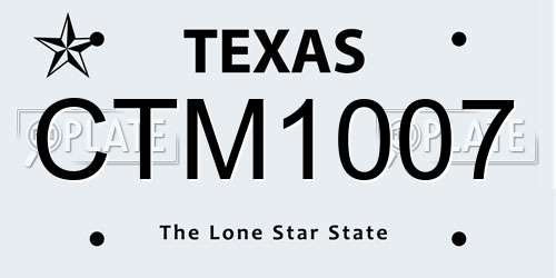 CTM1007 Texas License Plate