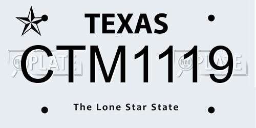 CTM1119 Texas License Plate