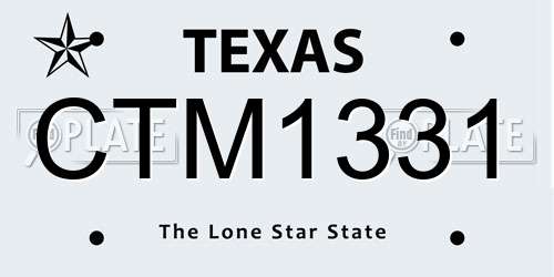 CTM1331 Texas License Plate