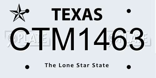 CTM1463 Texas License Plate