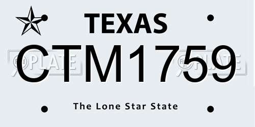 CTM1759 Texas License Plate