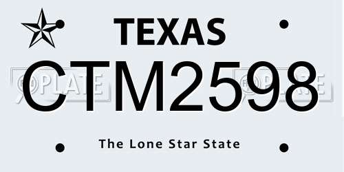 CTM2598 Texas License Plate