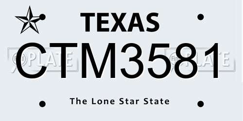 CTM3581 Texas License Plate