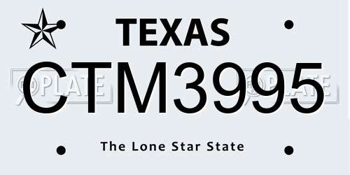 CTM3995 Texas License Plate