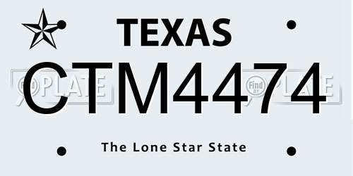 CTM4474 Texas License Plate