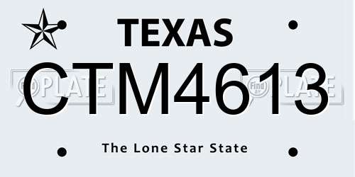 CTM4613 Texas License Plate