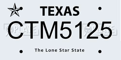 CTM5125 Texas License Plate