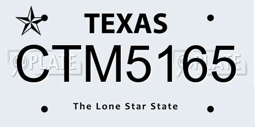 CTM5165 Texas License Plate