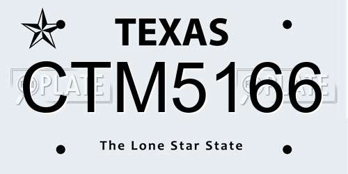 CTM5166 Texas License Plate