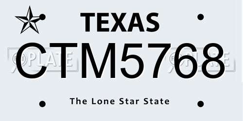 CTM5768 Texas License Plate
