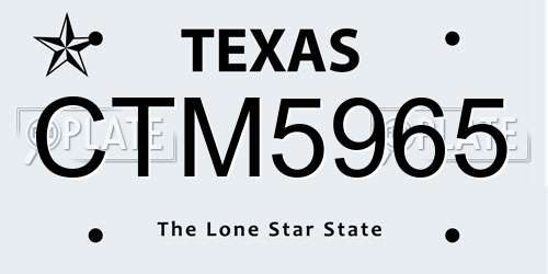 CTM5965 Texas License Plate