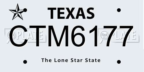CTM6177 Texas License Plate