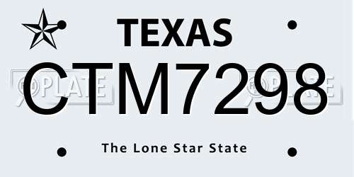 CTM7298 Texas License Plate