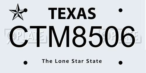 CTM8506 Texas License Plate