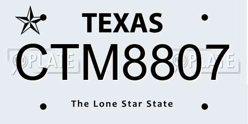 CTM8807 Texas License Plate