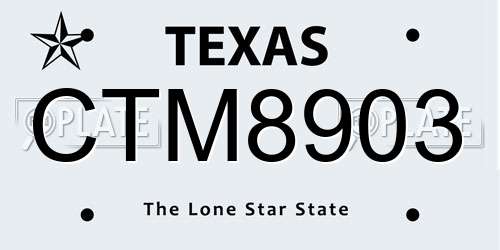 CTM8903 Texas License Plate