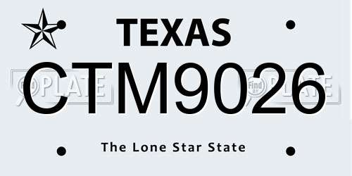 CTM9026 Texas License Plate