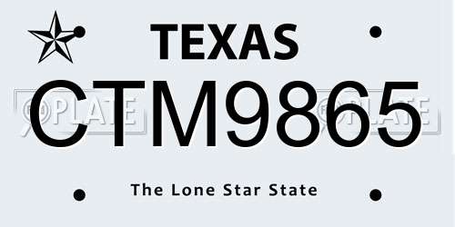 CTM9865 Texas License Plate
