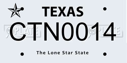 CTN0014 Texas License Plate