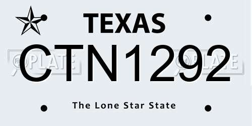 CTN1292 Texas License Plate