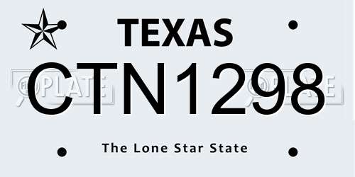 CTN1298 Texas License Plate