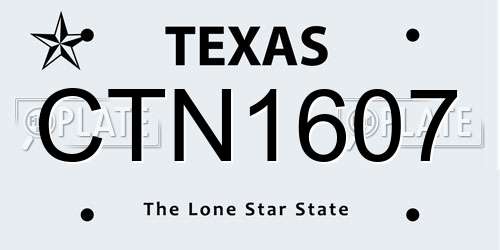 CTN1607 Texas License Plate