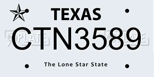 CTN3589 Texas License Plate