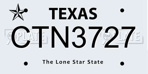 CTN3727 Texas License Plate