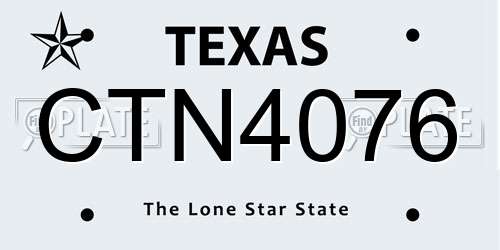 CTN4076 Texas License Plate