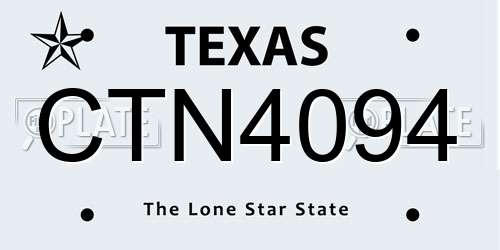 CTN4094 Texas License Plate