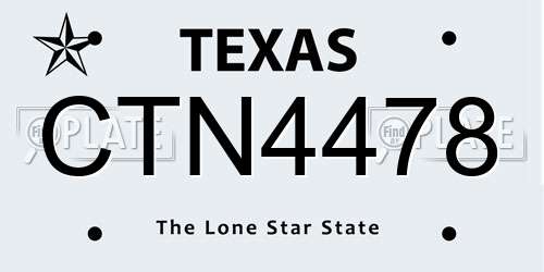 CTN4478 Texas License Plate