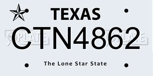 CTN4862 Texas License Plate