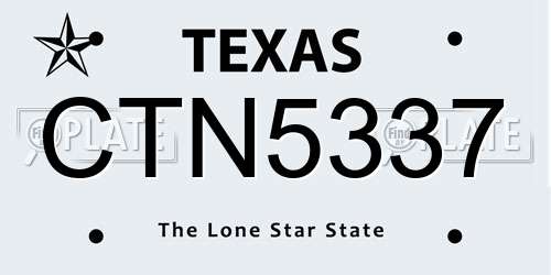 CTN5337 Texas License Plate