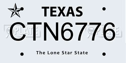 CTN6776 Texas License Plate