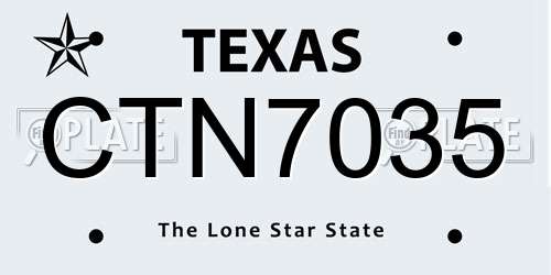 CTN7035 Texas License Plate