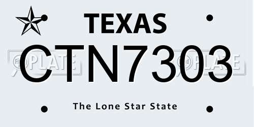 CTN7303 Texas License Plate