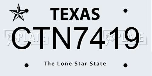 CTN7419 Texas License Plate