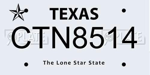 CTN8514 Texas License Plate