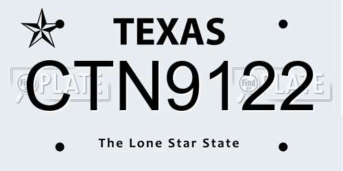 CTN9122 Texas License Plate