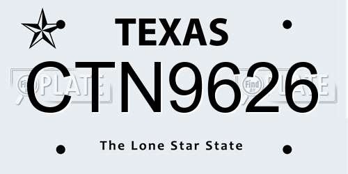 CTN9626 Texas License Plate