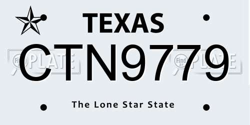 CTN9779 Texas License Plate