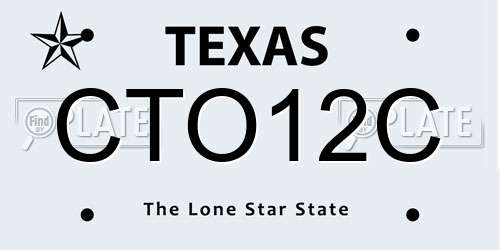 CTO12C Texas License Plate
