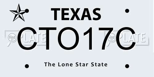 CTO17C Texas License Plate