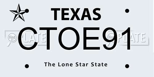 CTOE91 Texas License Plate