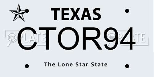 CTOR94 Texas License Plate