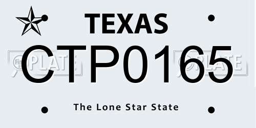 CTP0165 Texas License Plate