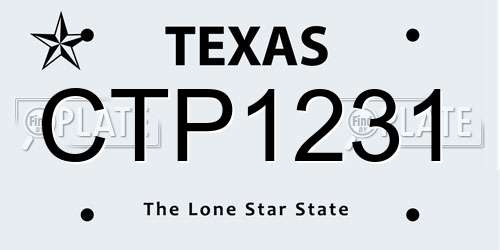 CTP1231 Texas License Plate