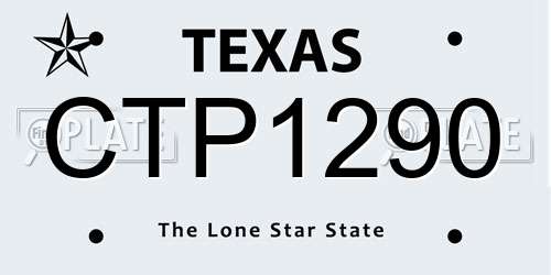 CTP1290 Texas License Plate